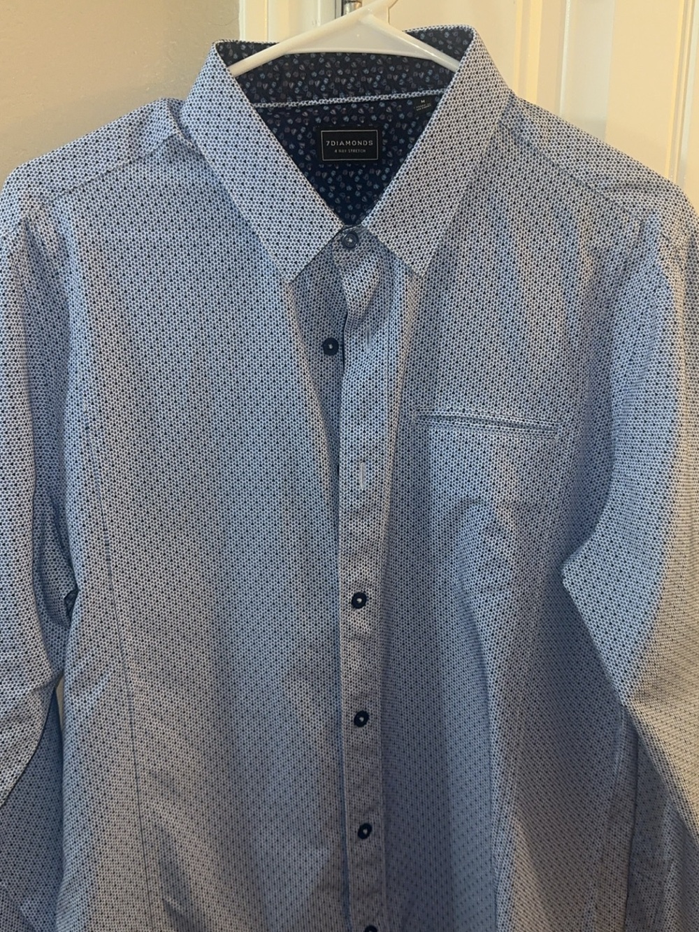 7 Diamonds Men's Blue Micro-Print Button-Down Shirt